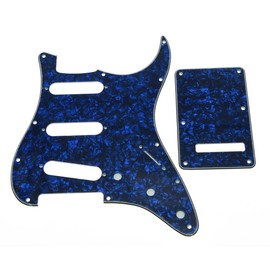 KAISH ST/Stratocaster Style 11 Hole SSS Pickguard with ST Backplate Tremolo Cover for Stratocaster Strat Blue Pearl