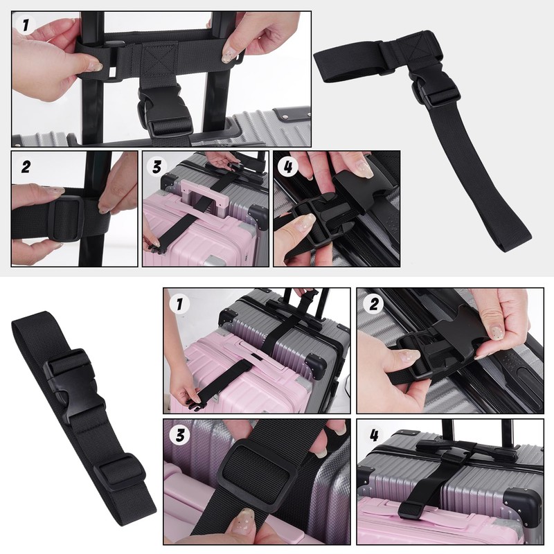 2 Pack Luggage Straps for Suitcases Adjustable Belt Luggage Connector