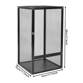 Giciashop Reptile Feeding Box, Aluminum Small Reptile Jumping Spider Terrarium Enclosure, 17.72" L x 17.72" W x 31.5" H, Reptiles breeding Enclosure Cages for Small Insects