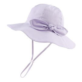 Zsedrut Bow Baby Girls Cotton Hat Summer Sun Cap Infant Toddler Wide Brim Girl Beach Hat (Purple, 18.9"(6-12 Months))