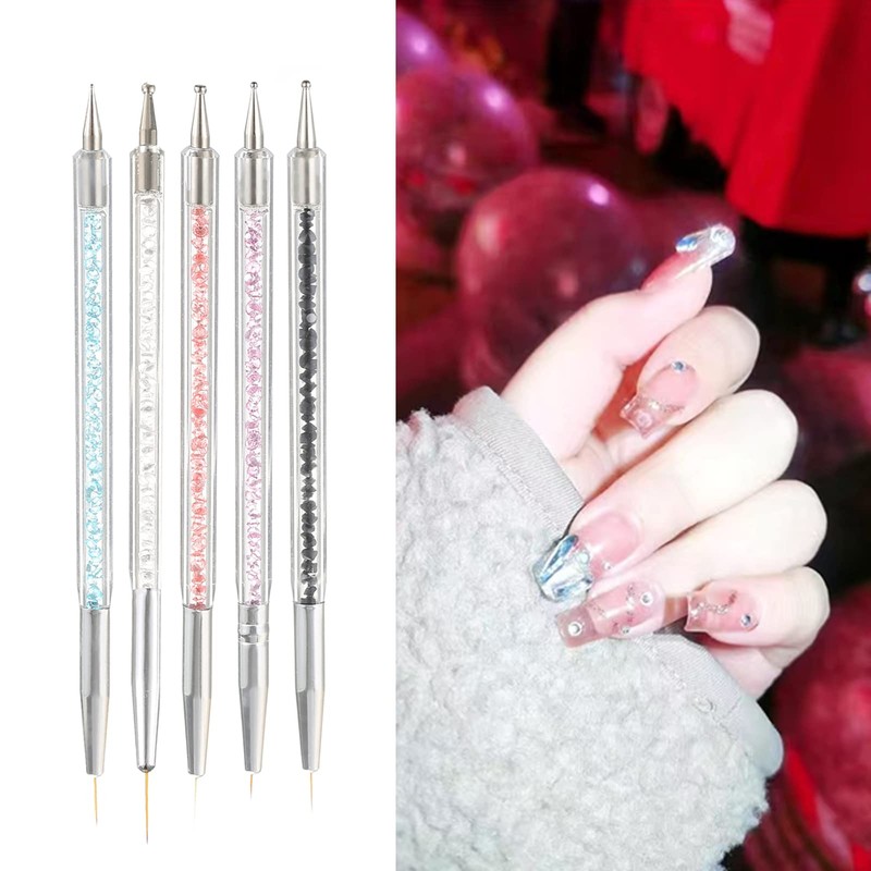 Smukdoo Nail Art Liner Brushes,5 Pcs Double Ended Dotting Tools