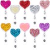 Boao 10 Pieces Heart Retractable Badge Reel, ID Badge Holder