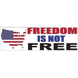 Rogue River Tactical 10x3 Patriotic Bumper Sticker Auto Decal Freedom is Not Free USA Flag America (Freedom Free)