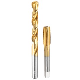 uxcell Tap and Drill Bit Set, 1pcs M12 x 1.5 Straight Flute Thread Screw Tap & 1pcs 10.5mm Twist Drill Bit, Titanium Coated HSS-6542 Tapping Threading Tool Kit