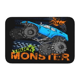 Jbofyee - Alfombra de baño Monster Truck antideslizante, de microfibra suave, lavable, 24 x 16 pulgadas