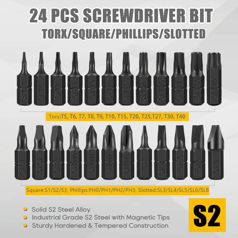 Aej 49-Piece Hex Head Allen Wrench Drill Bit Set Metric