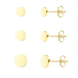 Degolso 3Pairs 14K Gold Stud Earrings for Women Hypoallergenic – 20G Dainty Gold Studs & Dot Stud Earrings Stacks Trendy Flower Dot Earring Sets for Multiple Piercings Cartilage Tragus Helix Lobe Post Earrings