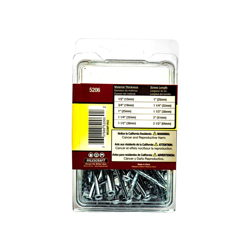 Milescraft 5206 Wood Pocket Hole Screws - #7 x 2-1/2"