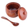 Jwthee Salt Cellar with Lid and Spoon, 2PCS Wood Salt