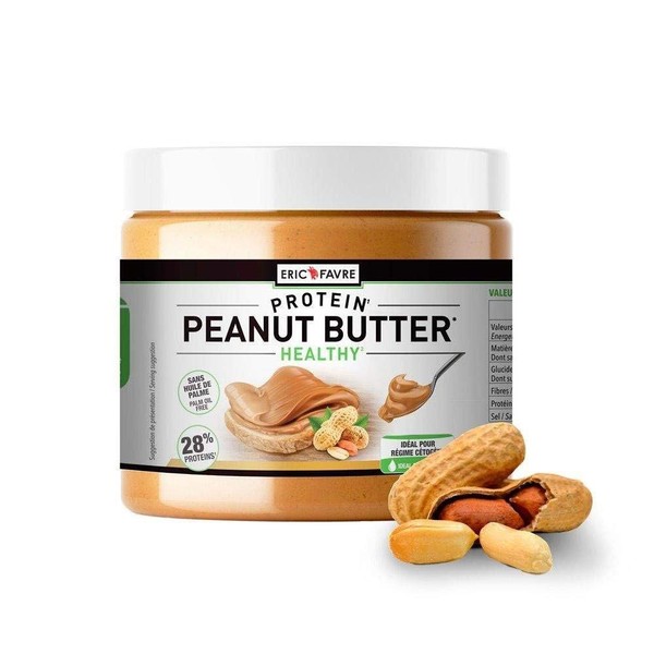 Peanut Butter - Beurre de cacahuètes - 100% Nature & Onctueux | Riche en Protéine - Pour Régime Cétogène |Sans Sucre Ajouté - Sans huile de palme | pot de 450 gr - Laboratoire Français Eric Favre