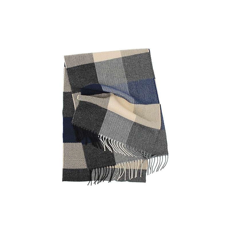 Wool Scarf Men's Winter Scarf Warm & Soft Wool Checked