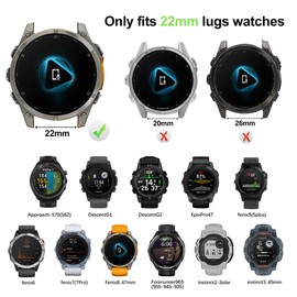 Farluya Elastic Nylon 22mm Watchband Compatible with Garmin Fenix 8 47mm//Forerunner 965/970/Instinct 1/2/3 45mm Solar,Soft Adjustable Sport Strap for Fenix 7 Pro/7/6 Pro/6/5 plus/5 Men Women