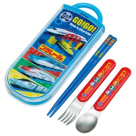 Skater TACC2AG-A Children's Ag+ Antibacterial Trio Set, Chopsticks, Spoon, Fork, Plarail, 21, Made in Japan