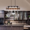 WUZUPS 4-Light Metal Pot Hanging Rack Chandelier Imitation Wood Grain