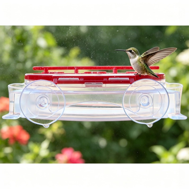 Stentec Window Hummingbird Feeder 2 Pack, Plastic Bird Feeding Tray