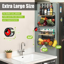 oallpu 2 Set magnetic refrigerator shelf with Wood Lid, Fruit and vegetable snack storage box,magnetic fridge basket, Large Container magnetic shelf for refrigerator, Kitchen Counter, Cabinet