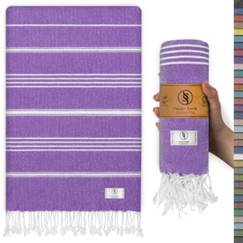 Ossano Turkish Beach Towel – Soft & Fast Dry, Oversized (39” x 71”), Quick Dry, Versatile, and Functional. Ideal as a Yoga Mat, Picnic and Camping Blanket, Travel Blanket, or Bath Towel - Lilac