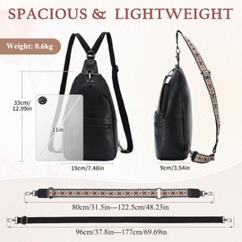 KASQO Convertible Sling Bag for Women,Vegan Leather Anti Theft Crossbody Backpack Purse Travel Shoulder Bag for Hiking Work Sport Black