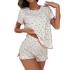Remidoo Womens Cute Cherry Pajama Set Causal Lettuce Trim Split
