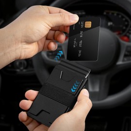 Holdfiturn Card Holder Wallet Men’s Slim Wallet RFID Blocking Pop-Up Card Credit Holder, Minimalist Wallet (Black)