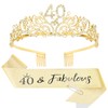 CIEHER 40th Birthday Crown + 40 & Fabulous Birthday Sash