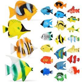 SAFIGLE Tropical Fish Toys 24 Pcs Ocean Fish Toys Kids Playset Craft Decorations Tropical Fish Figures Figurines Decor Plastic Child Mini Fish Figure Toys