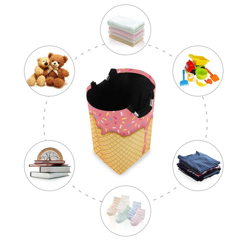 JUMBEAR Ice Cream Cone Laundry Basket Collapsible Large Clothes Hamper