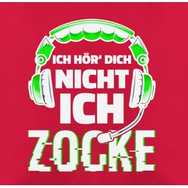 Cushion Cover – Decorative Cushion Hobby – Ich hördich nicht ich zocke Headset Glitch White Green – 50 x 50 cm – Red – Gamer Cushion Cover Gift for Gamer Gaming