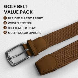 LOVMEAD Elastic Belt Stretch Belt Braided Men Women Value Golf Fabric Belt Braided Belt Stretchy, 1 piece - brown