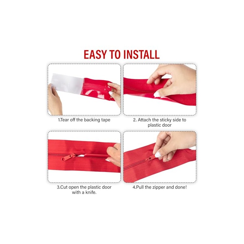 4-Pack Heavy Duty Zipper Door for Dust Barriers,Dust Zippers for