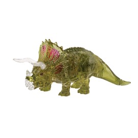 HCM Kinzel 90271 59204-3D Crystal Triceratops with Nest and Eggs Puzzle, Puzzle for Adults and Children, 61 Pieces, Green, Transparent