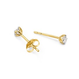 MIORE Jewellery Women's Earrings Gold 375 9 Carat Stud Earrings White Gold/Yellow Gold with Diamond 0.15 Carat Real Gold Women's Earrings Men Earrings Women Jewellery Handmade, Yellow Gold