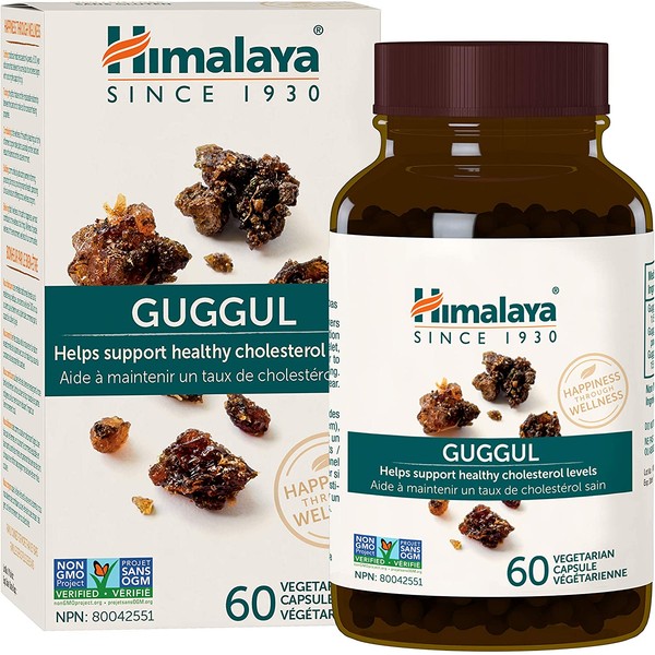 Himalaya Guggul, Cholesterol Supplement for Healthy LDL, HDL and Triglyceride Levels, 750 mg, 60 Capsules, 15 Day Supply