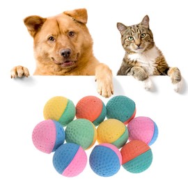 AXSWER 10 Pcs Cat Balls Soft Foam Elastic Latex Chew Ball Toy for Puppy Kitten Dogs Colorful Pet Toy