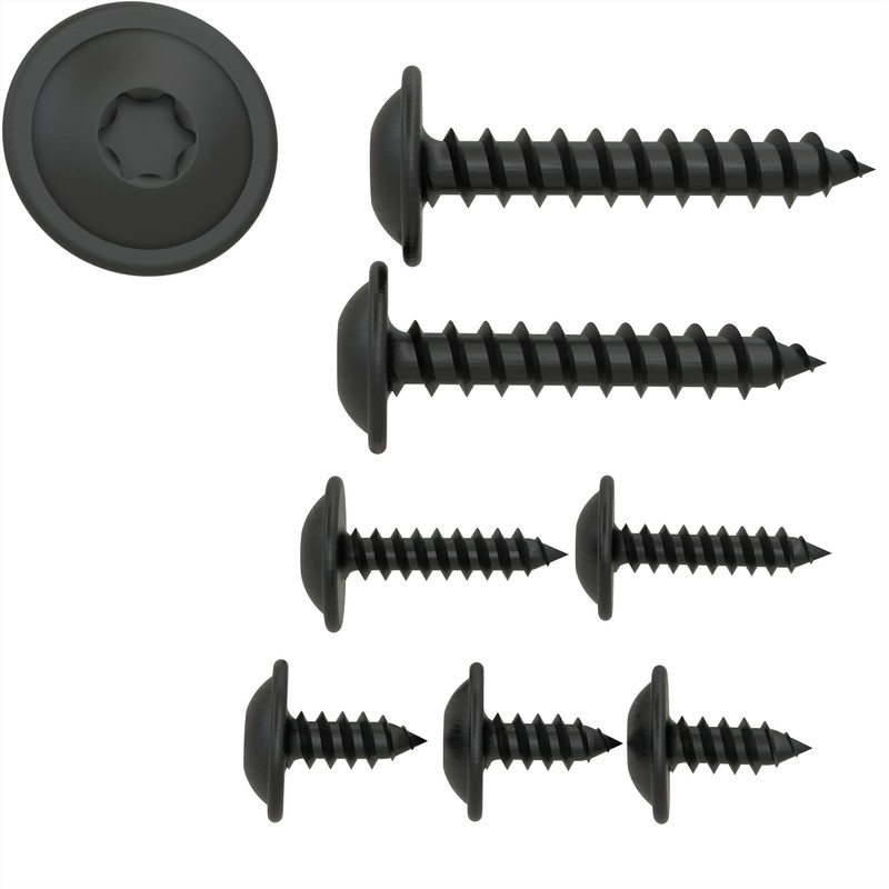 Auprotec Tapping Screws, Flat Head, with Disc, Torx, Black, Galvanised,