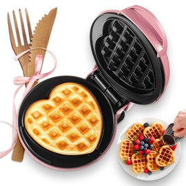 GVAKMM Mini Waffle Maker(Heart),Small Waffle Maker Keto,Mini Wafflera Iron for Kids Family and Individuals,4'' Non Stick Cooking Plates with Fast & Even Heating