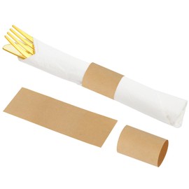 XINGYUNDEL Napkin Bands, Paper Napkin Rings Self Adhesive,Silverware Wraps Bands,Table Setup Wedding Event Party Supply(Kraft, 200pcs)