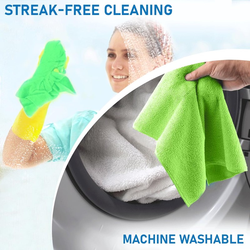 FABRIO Microfibre Cleaning Cloth - Green - 30cm x 30cm
