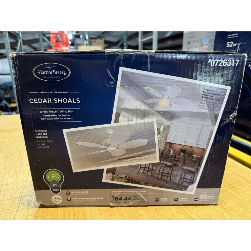 Harbor Breeze 44" Indoor/Outdoor Ceiling Fan Cedar Shoals NEW!!! SHIPS