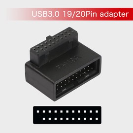 QIANRENON PH19A USB 3.0 19/20 Pin 90 Degree Adapter Male to Female L Rotation Right Angle Female for Desktop Motherboard Internal Connector Up Angled