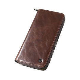 Modiko Men's Long Wallet, Himeji Leather, Genuine Leather, Made in Japan, Small Long Wallet, Large Capacity, Made by Top-Class Wallet Artisans, with Gusset, Coin Pocket, Zipper, Easy to Use, Thin