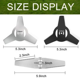 IRmm 3 Pack Grass Trimmer Blade Heads Replacements, 3Teeth Blade & 1 Metal Brush Cutter Blade, Weed Eater Blade for Electric Lawn Mower, Grass Trimmers