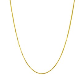 14kt Yellow Gold Plated Sterling Silver 1mm Box Chain Necklace Solid Italian Nickel-Free, 17 Inch