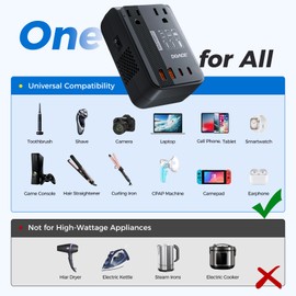 DOACE 350W Voltage Converter, AI 220V to 110V Converter and 50Hz to 60Hz Transformer, Power Converter Adapter Combo US to AU, UK, European Plug Adapter for Hair Straightener Laptop Phone