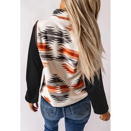 SELINK Womens Fleece Jacket Lightweight Vest Aztec Print Sleeveless Snap Button Down Cardigan Outerwear with Pockets Grey-L