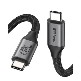 Silkland 80Gbps USB 4 Cable for Short Thunderbolt 5 Cable 1FT, 120Gbps Bandwidth for 16K/Dual 8K, 240W Charing, Braided USB C Data Cable Compatible Thunderbolt 4/5, SSD, MacBook M4 Pro/Max, Dock,eGPU