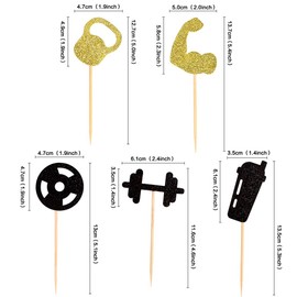 Blumomon 30Pcs Glitter Gym Theme Cupcake Toppers Weight Lifting Cupcake Toppers for Cross Fit Party Fitness Themed Birthday Party Supplies
