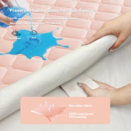 Twin Size Quilted Fitted Mattress Protector - Waterproof Mattress Cover with 17" Stretchable Deep Pocket, Leak-Proof, Urine & Stain Resistant,Machine Washable (1 Mattress Pad + 2 Pillowcases)