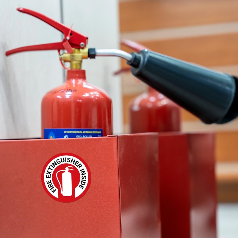 Fire Extinguisher Inside Stickers Pack of 8 2.75" x 2.75"