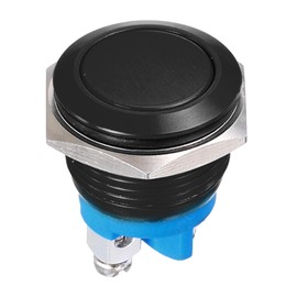 DMiotech 1 Pcs 22mm / 7/8" Push Button Switch, IP66 1NO 0-250V 5A Momentary Latching Push Button Starter Light Switch Self-reset, Aluminum Alloy Flat Head Black